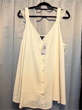 torrid Cream Lace-Strap Button-Front Tank
